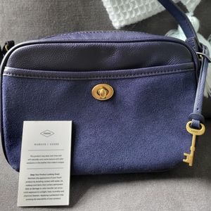 Fossil Suede Leather Navy Camera Bag